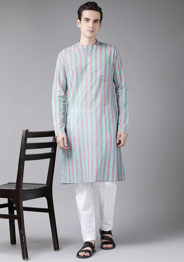 Multicolour Printed Straight Kurta For Men - Indya