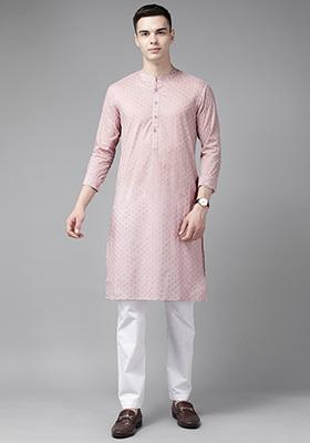 Pink Straight Kurta For Men