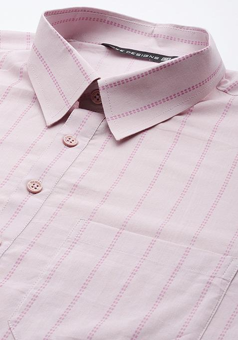 Pink Cotton Pathani Kurta Set For Men