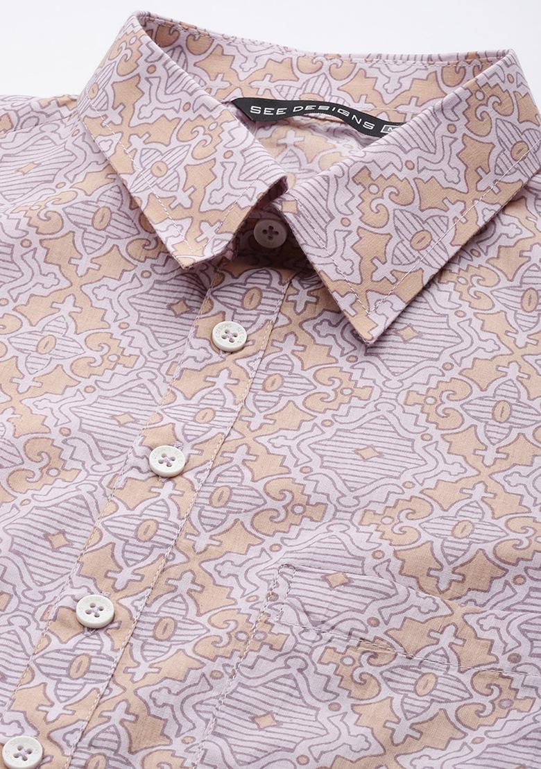 Beige Pure Cotton Pathani Kurta Set For Men