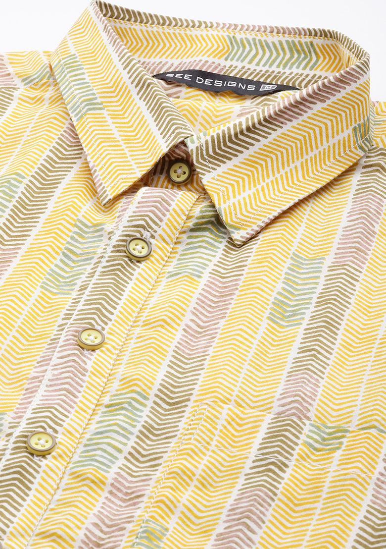 Yellow Pure Cotton Pathani Kurta For Men