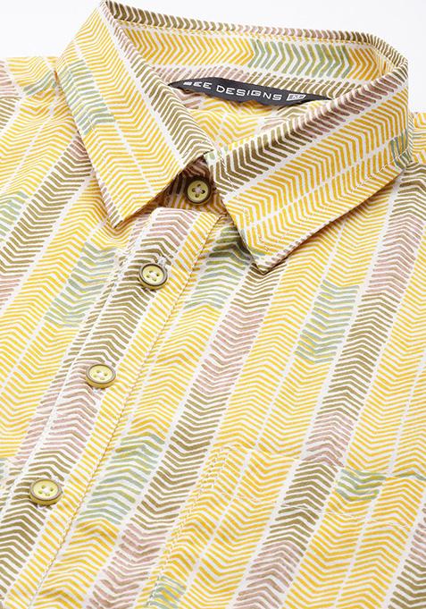 Yellow Pure Cotton Pathani Kurta For Men