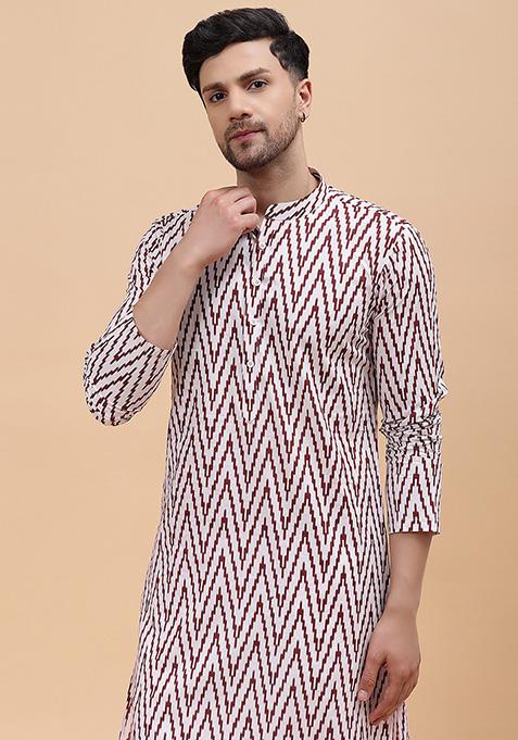 Off White Pure Cotton Straight Kurta For Men
