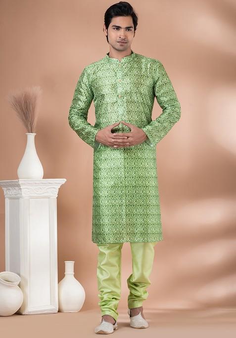 Multicolour Digital Print Mono Cotton Kurta Set For Men