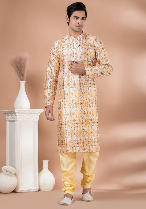 Multicolour Digital Print Cotton Kurta Set For Men