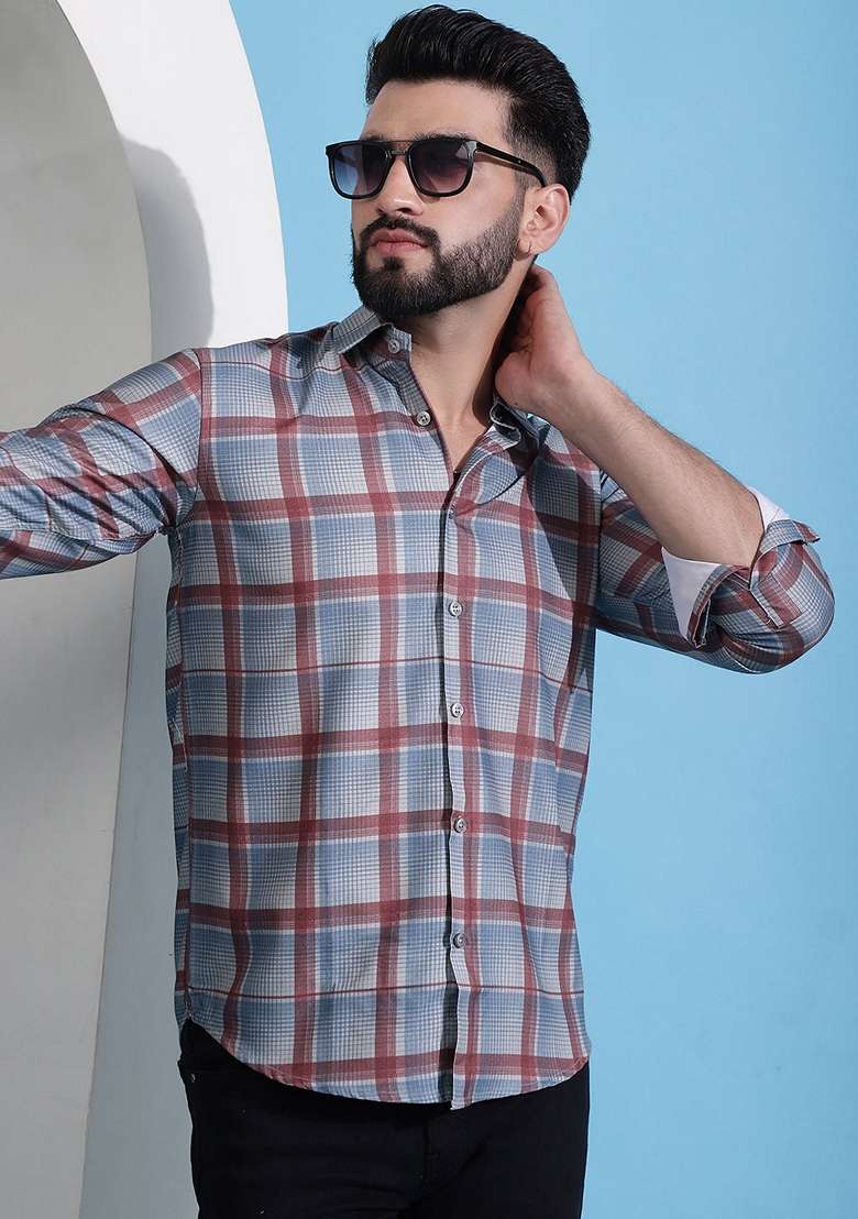 Grey Printed Cotton Shirt For Men - Indya