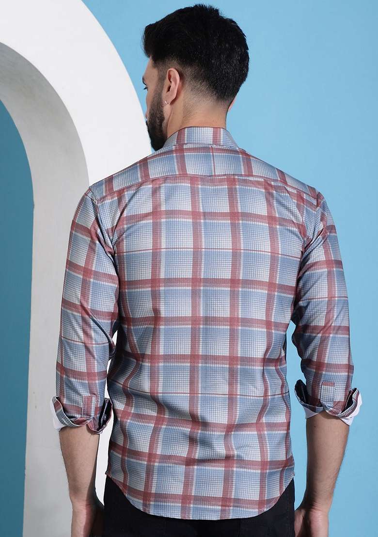 Grey Printed Cotton Shirt For Men - Indya