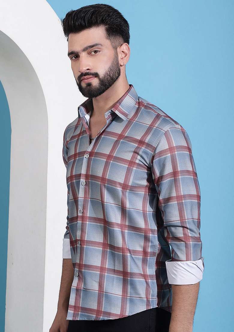 Grey Printed Cotton Shirt For Men - Indya