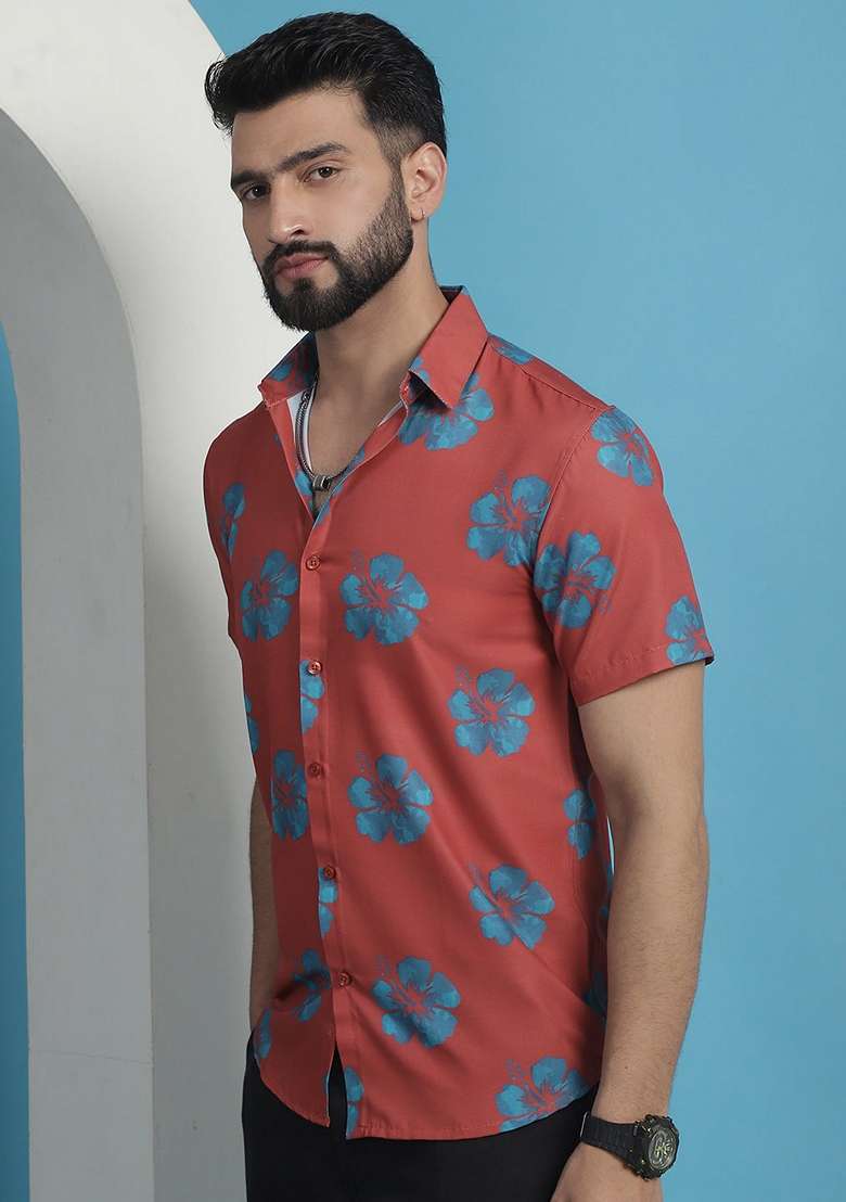 Coral Printed Cotton Shirt For Men - Indya