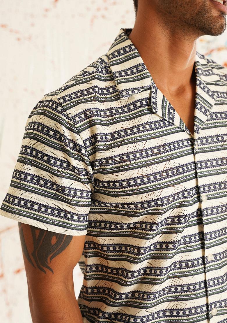 Grey Printed Cotton Shirt For Men - Indya