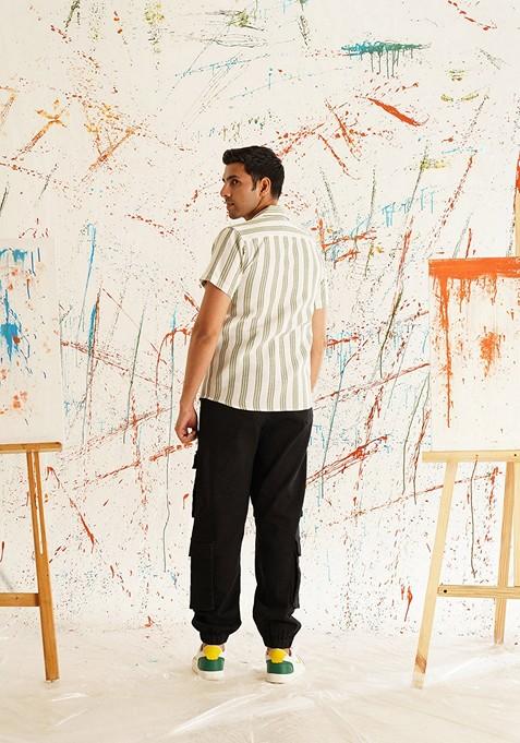 White Printed Cotton Shirt For Men