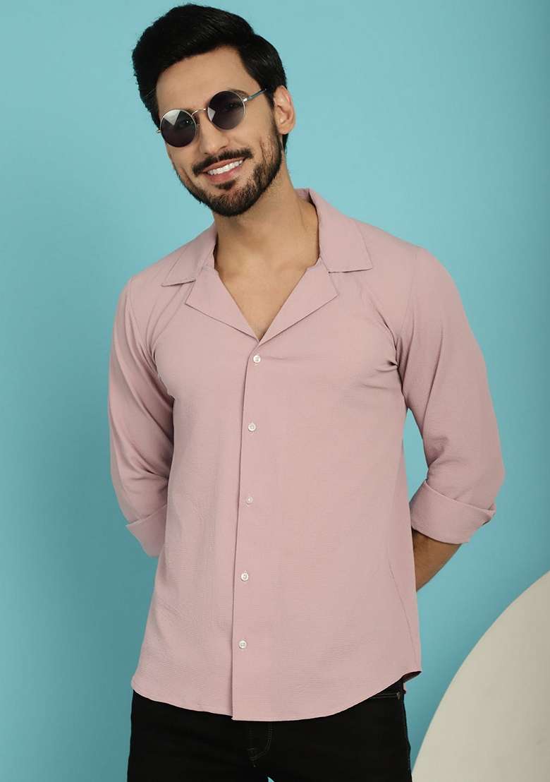 Magenta Cotton Blend Shirt For Men - Indya