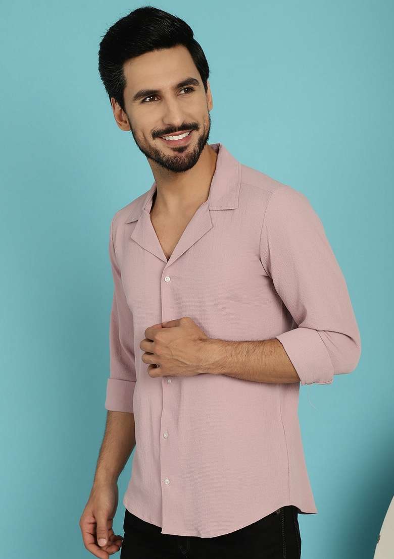 Magenta Cotton Blend Shirt For Men - Indya