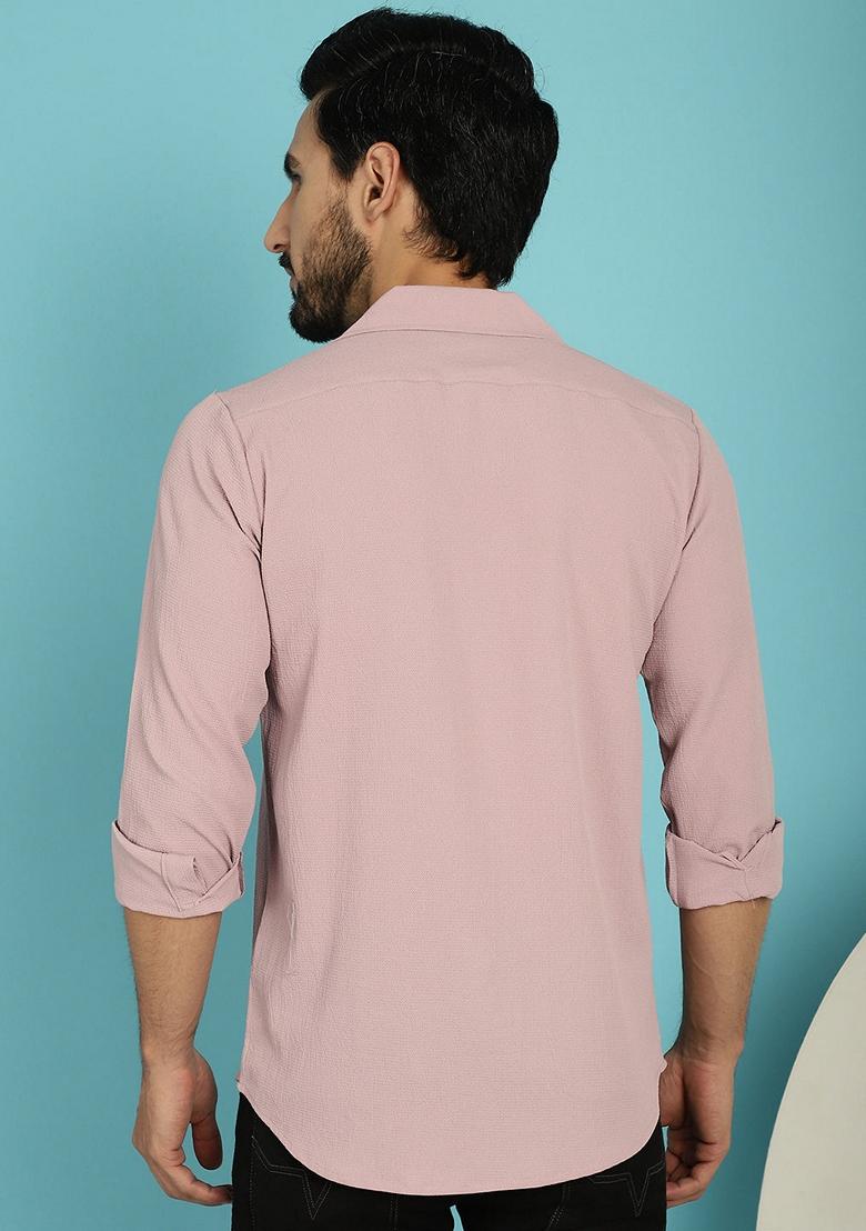 Magenta Cotton Blend Shirt For Men - Indya