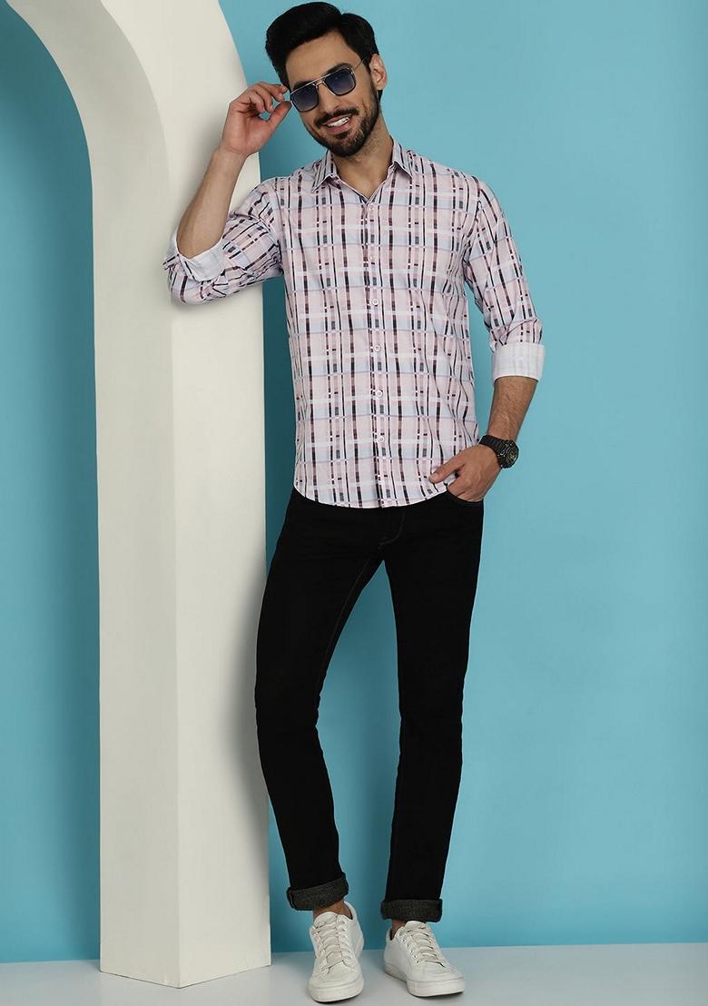 Brown Printed Cotton Shirt For Men - Indya