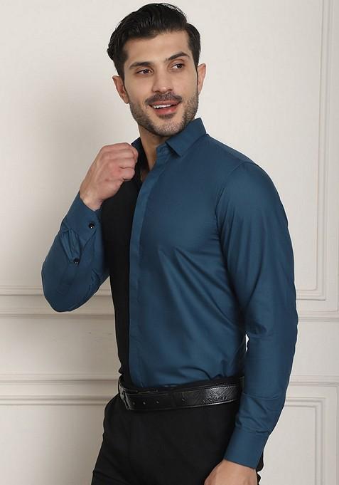 Blue Cotton Shirt For Men