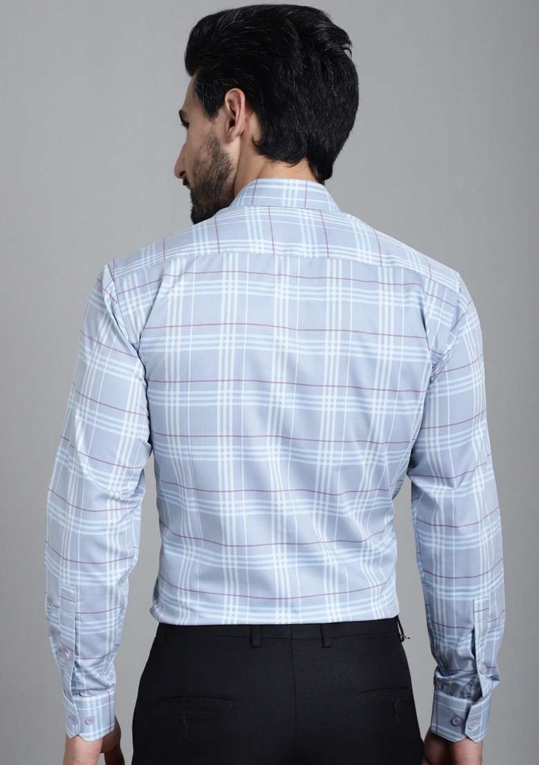 Blue Printed Cotton Blend Shirt For Men - Indya