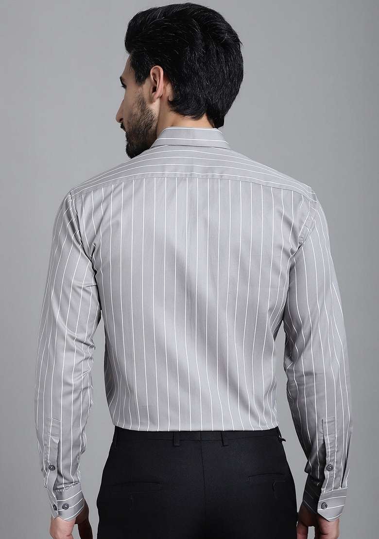 Grey Printed Cotton Shirt For Men - Indya