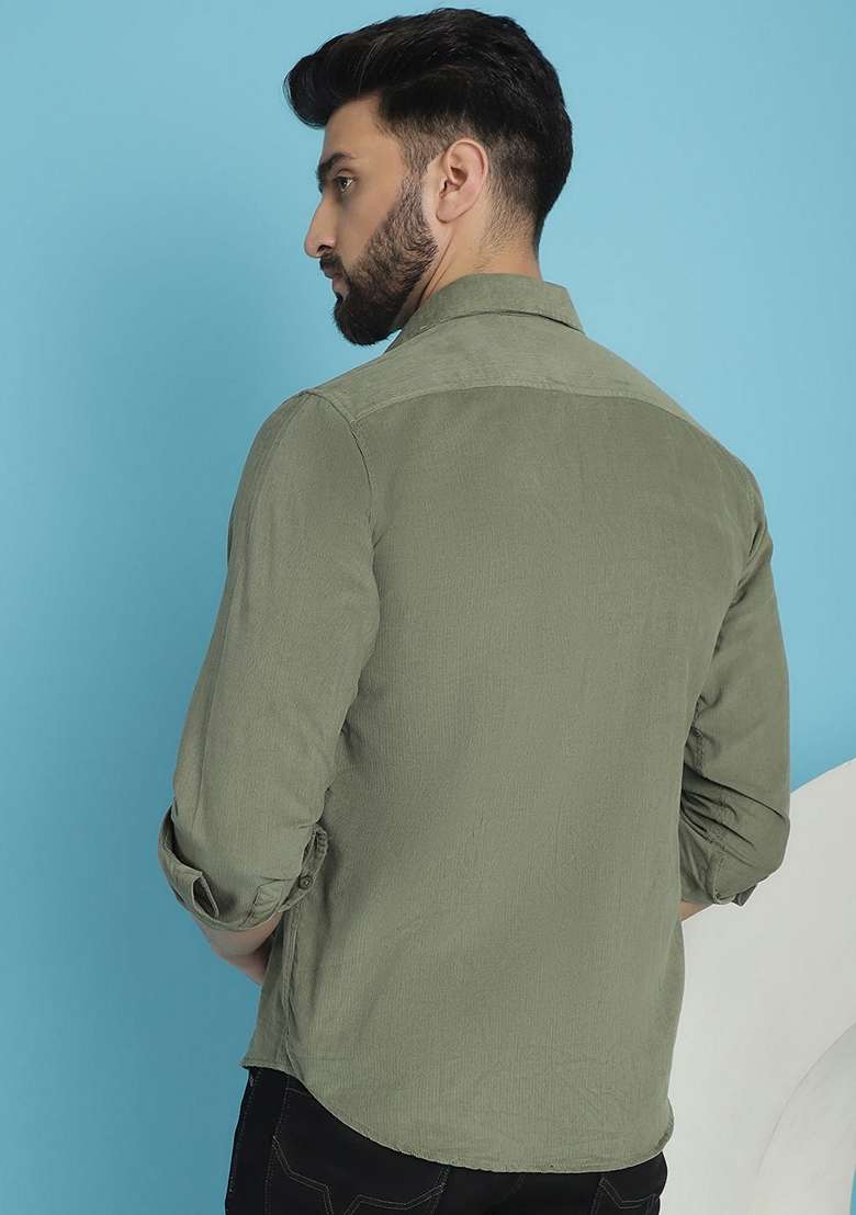 Pista Green Cotton Shirt For Men - Indya