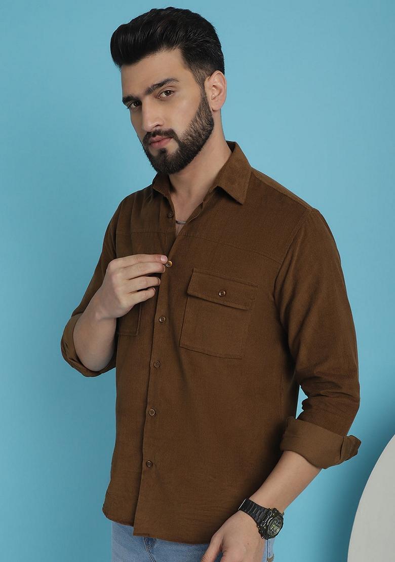 Brown Cotton Shirt For Men