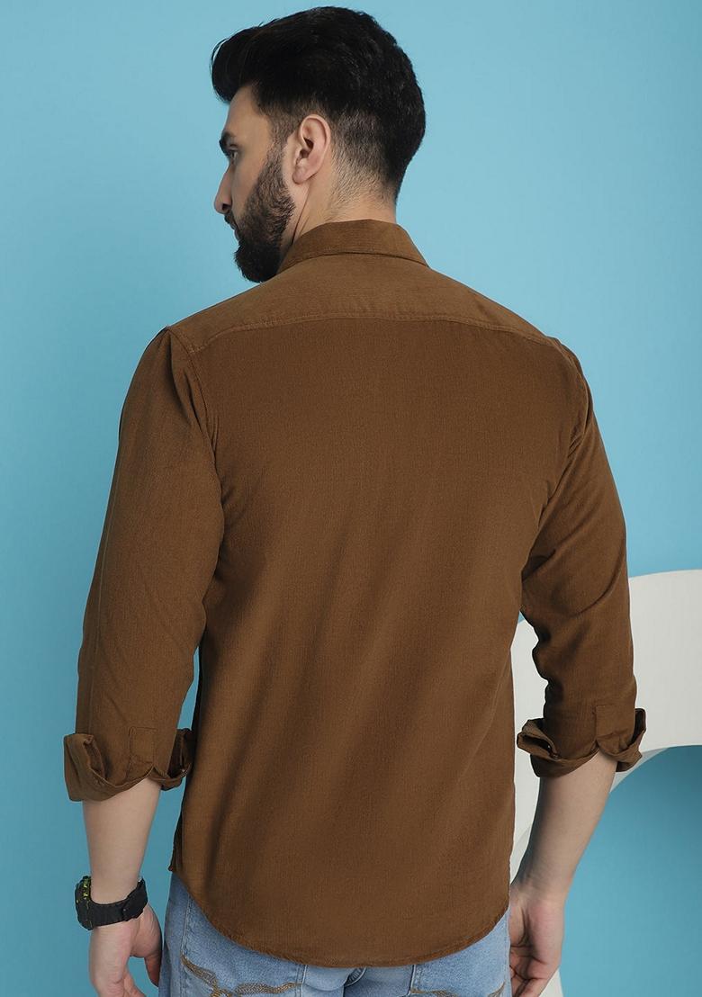 Brown Cotton Shirt For Men
