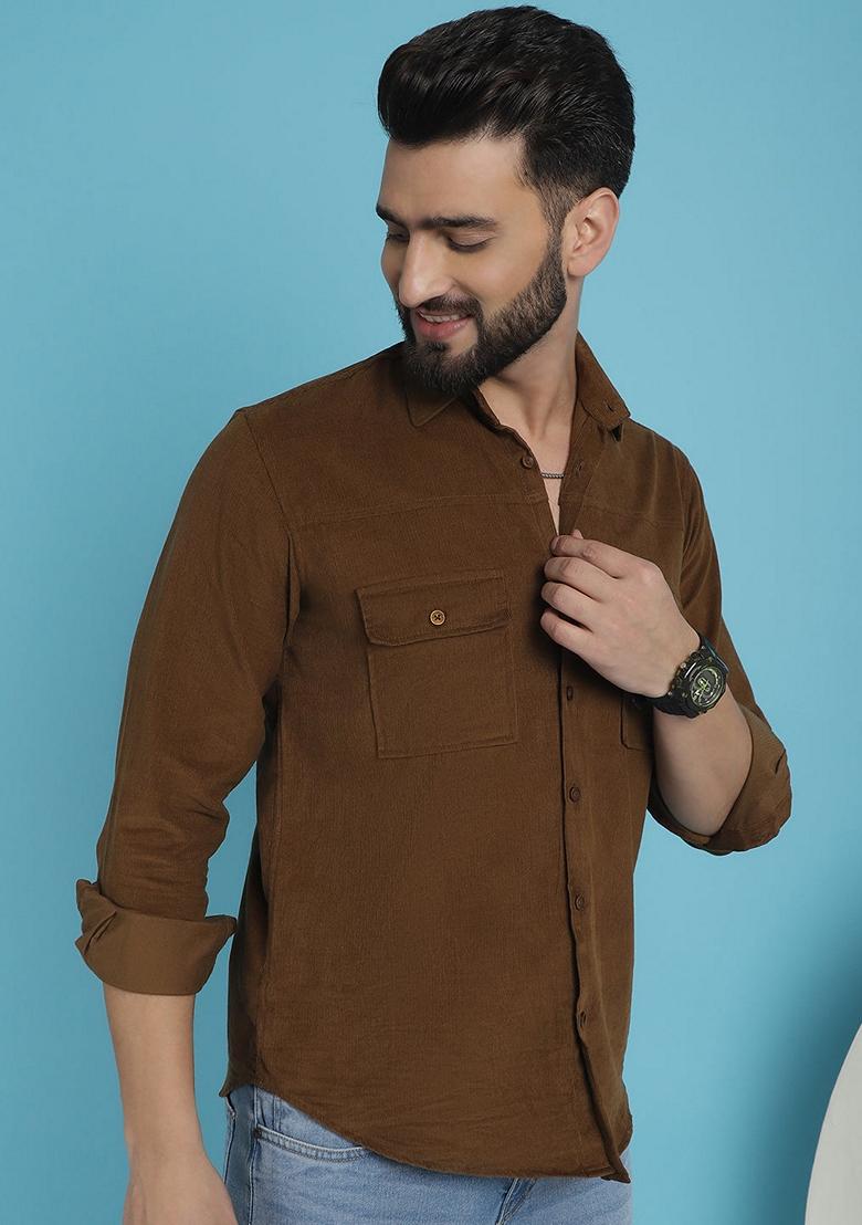 Brown Cotton Shirt For Men