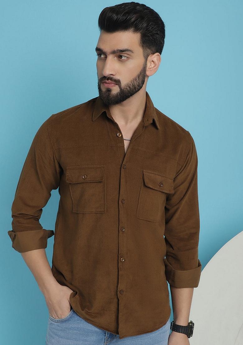 Brown Cotton Shirt For Men