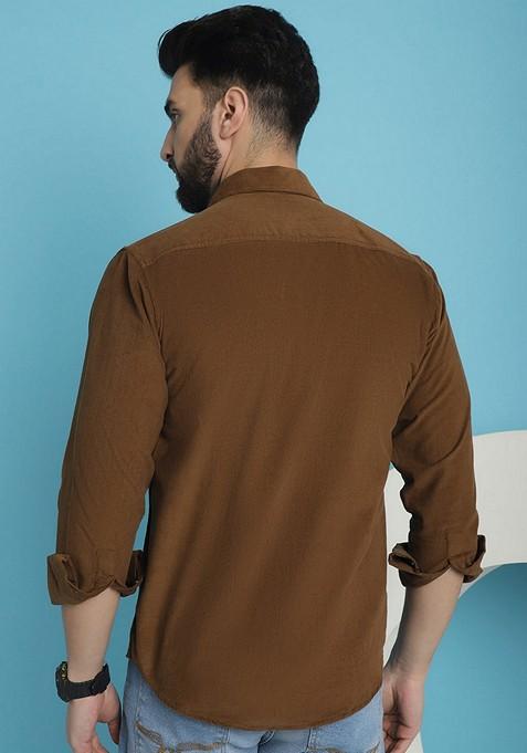 Brown Cotton Shirt For Men