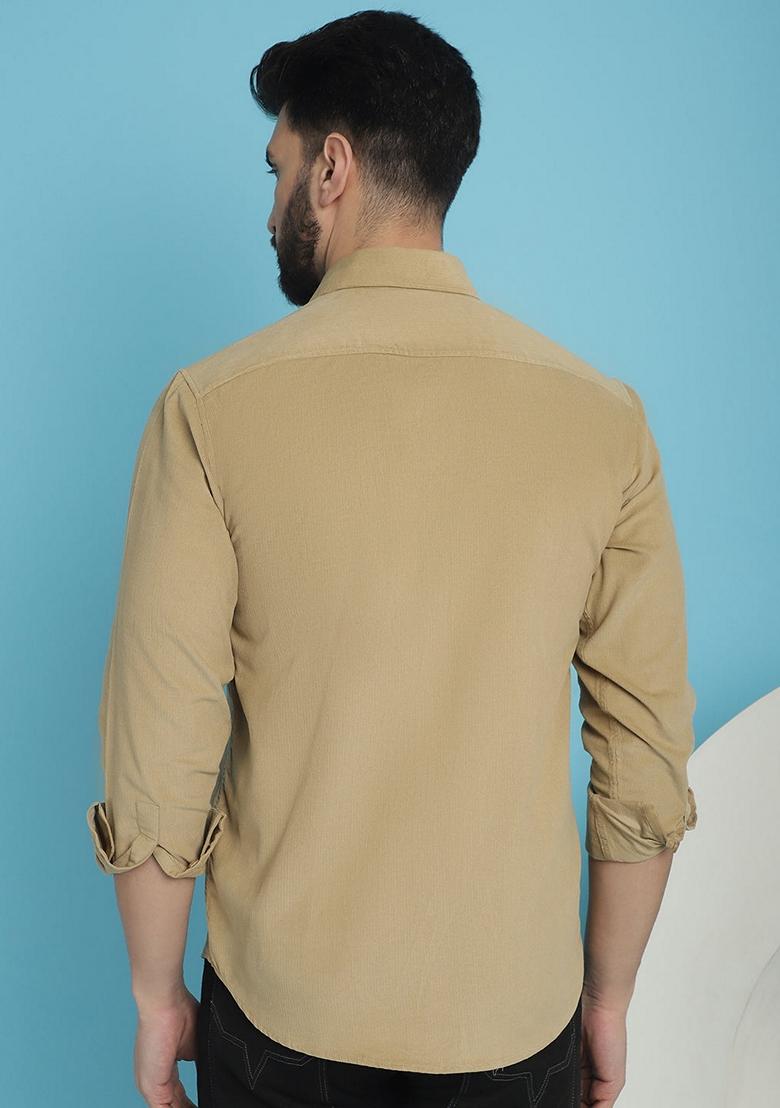 Beige Cotton Shirt For Men