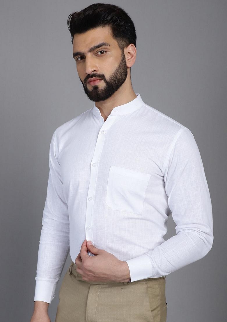 White Cotton Shirt For Men