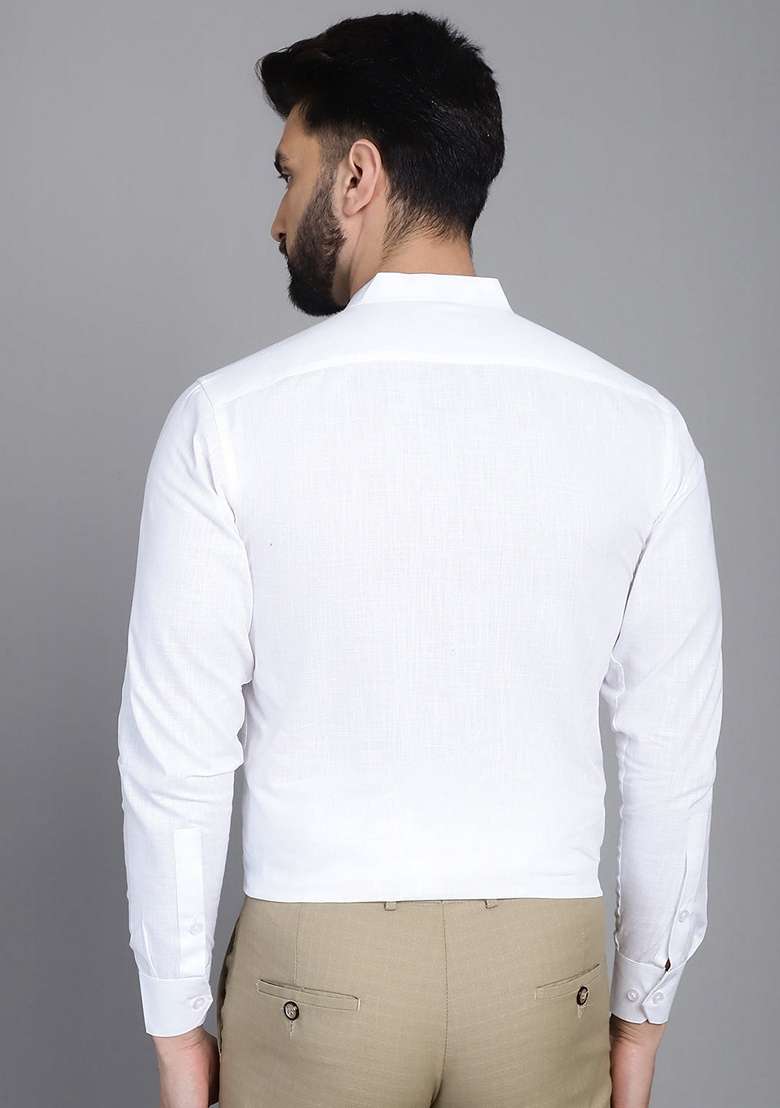 White Cotton Shirt For Men - Indya