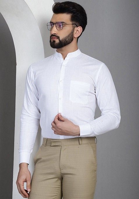 White Cotton Shirt For Men