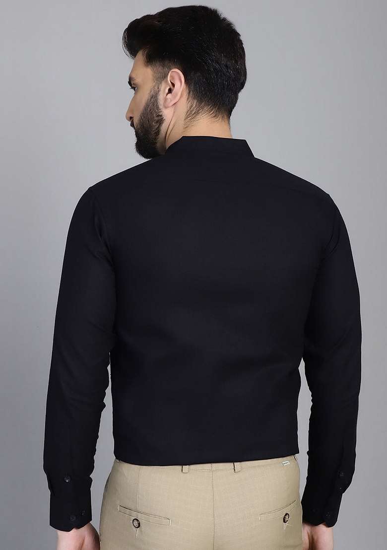 Black Cotton Shirt For Men - Indya