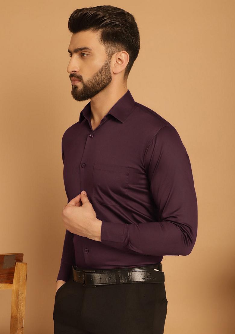 Wine Cotton Shirt For Men