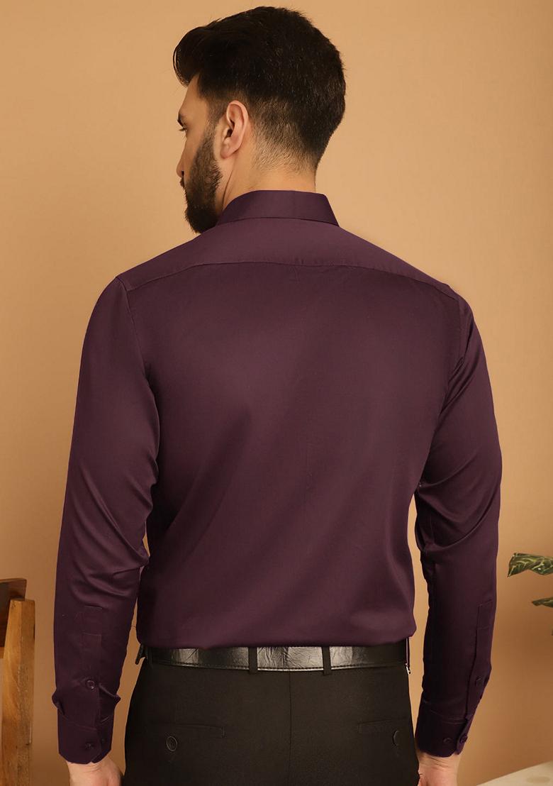 Wine Cotton Shirt For Men