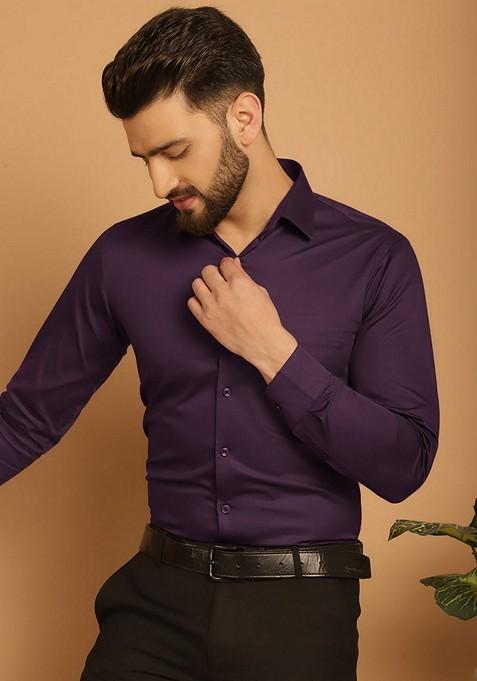 Wine Cotton Shirt For Men