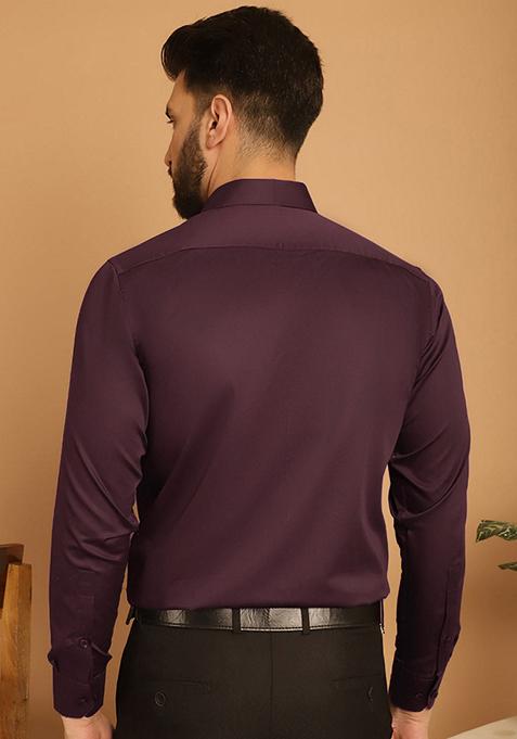 Wine Cotton Shirt For Men