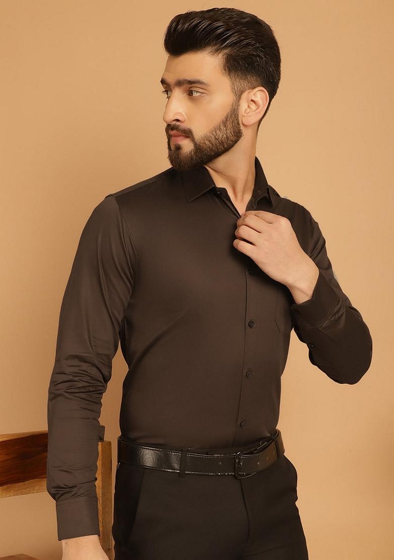 Brown Cotton Shirt For Men