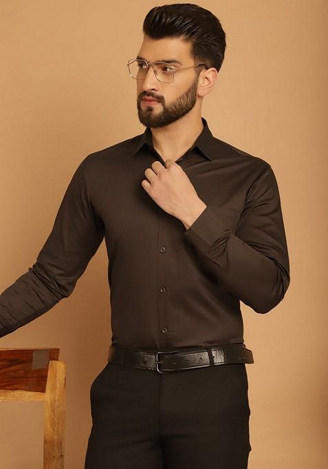 Brown Cotton Shirt For Men