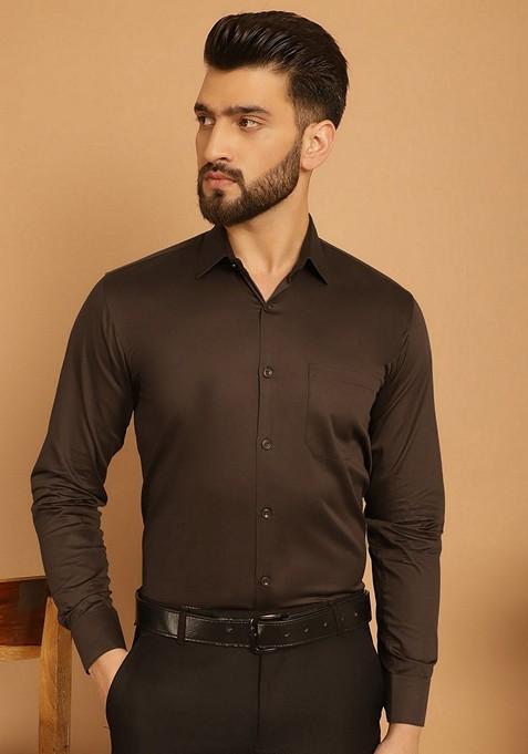 Brown Cotton Shirt For Men