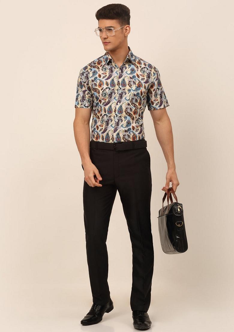 Multicolour Printed Cotton Shirt For Men