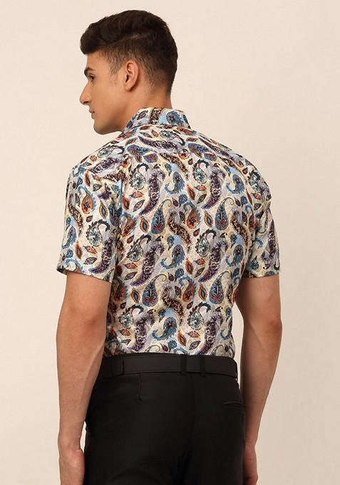 Multicolour Printed Cotton Shirt For Men