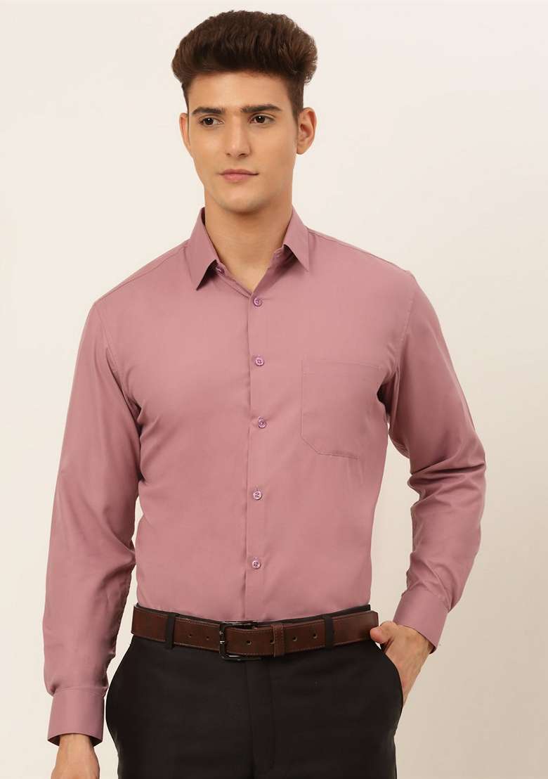Magenta Cotton Blend Shirt For Men - Indya