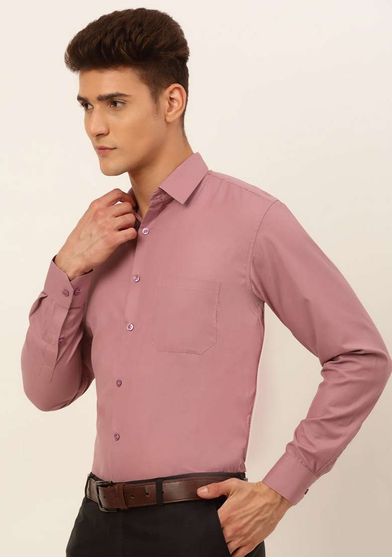 Magenta Cotton Blend Shirt For Men - Indya