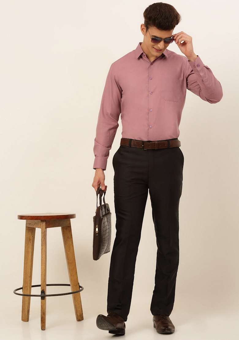 Magenta Cotton Blend Shirt For Men - Indya
