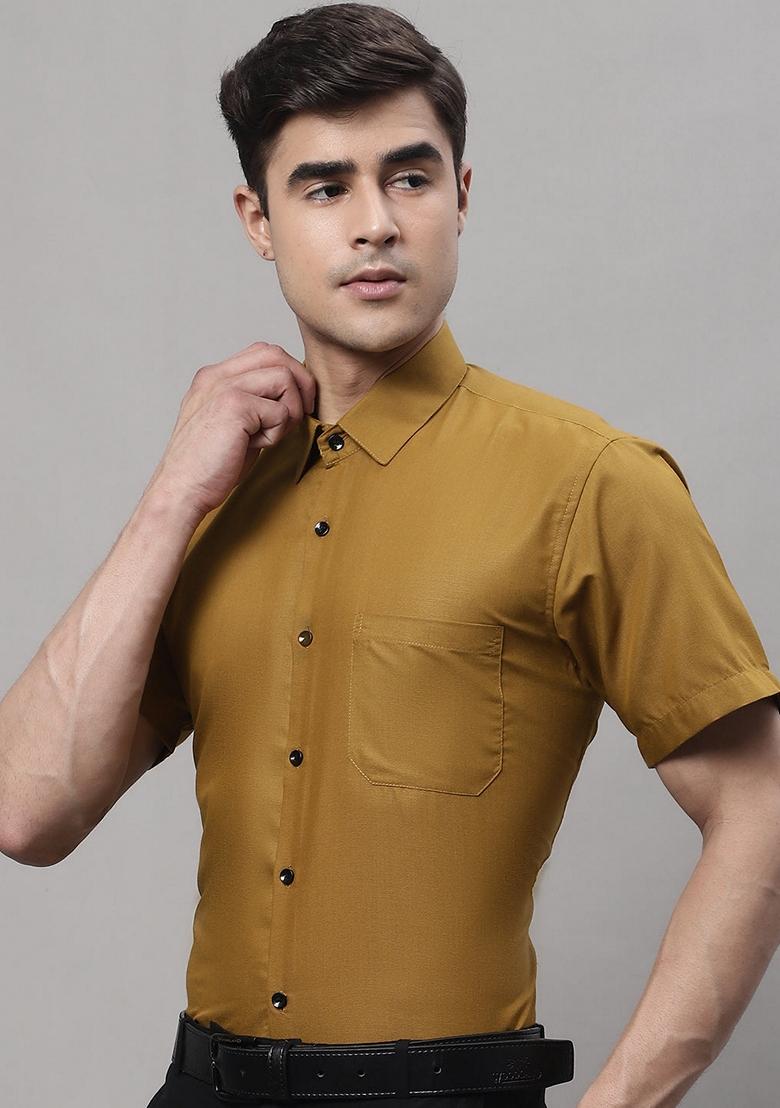 Mustard Cotton Shirt For Men