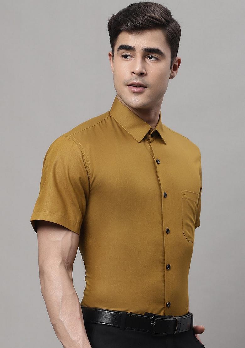 Mustard Cotton Shirt For Men