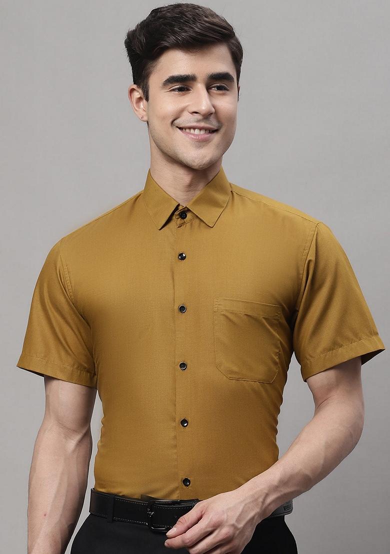 Mustard Cotton Shirt For Men
