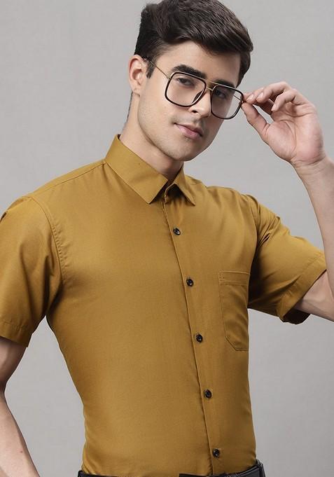 Mustard Cotton Shirt For Men