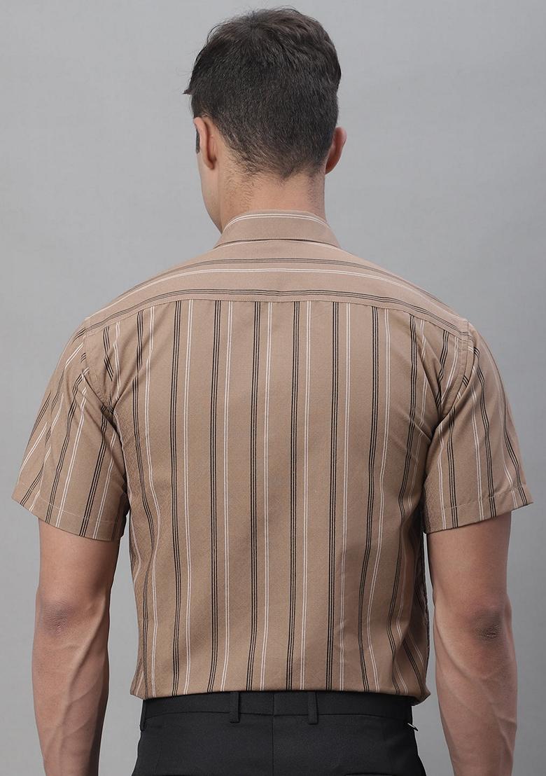 Brown Printed Cotton Shirt For Men